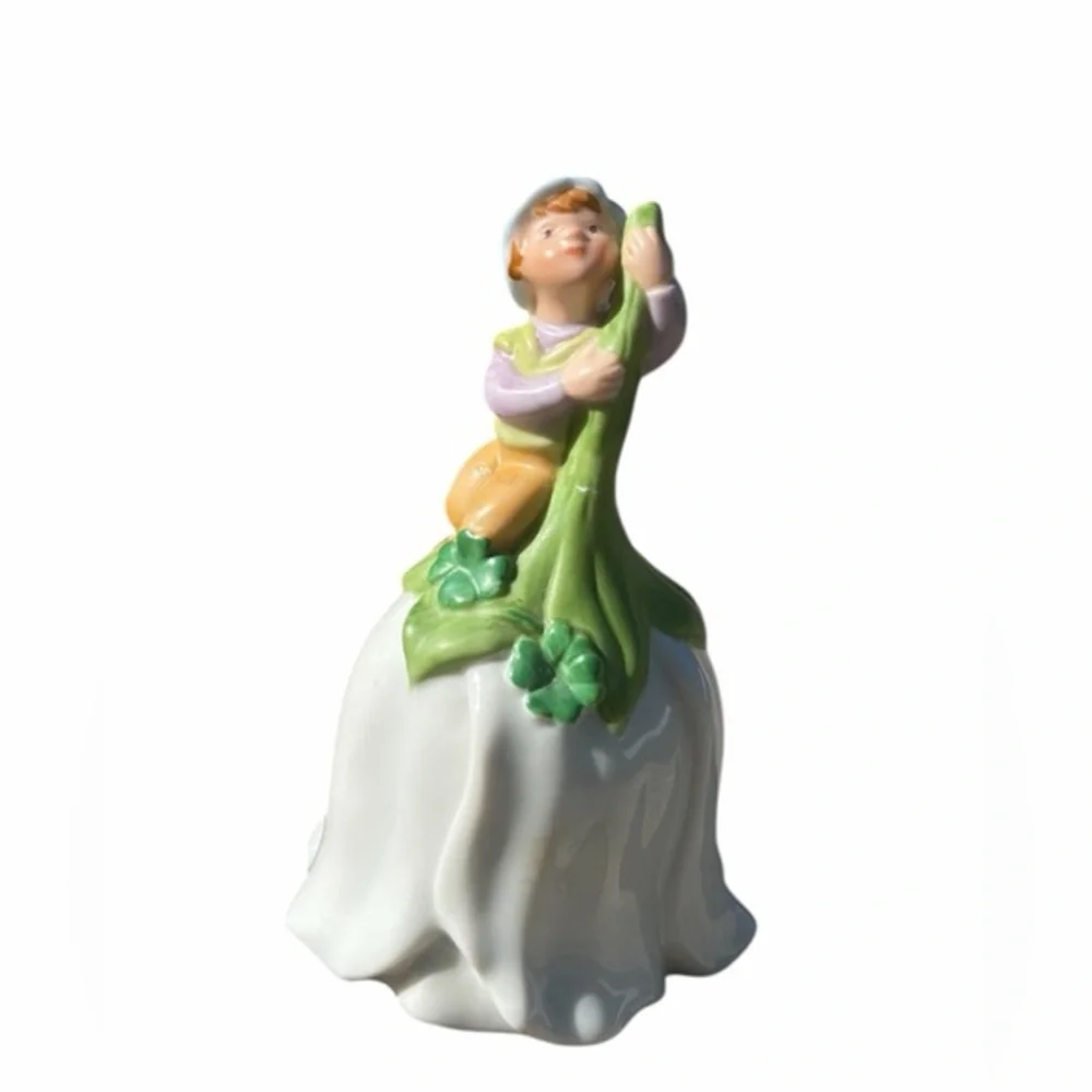 Vintage 1983 Avon Good Luck Bell Shamrock Elf Pixie Porcelain Flower